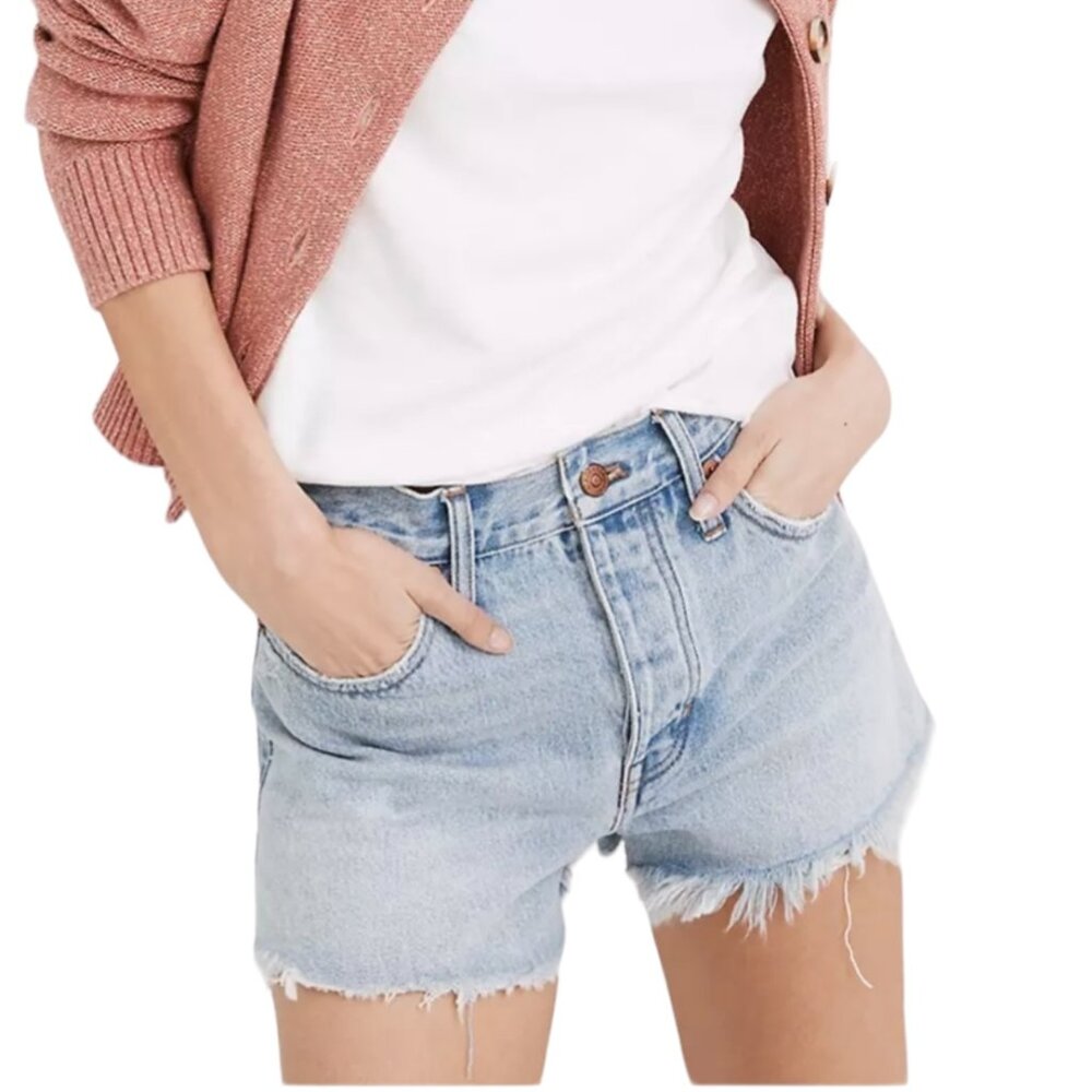 Madewell Relaxed  Destroyed Denim Shorts, Size 25
